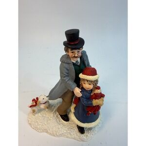 Village Square Mervyn's 1995 Christmas Man protects Daughter from Nippy Dog